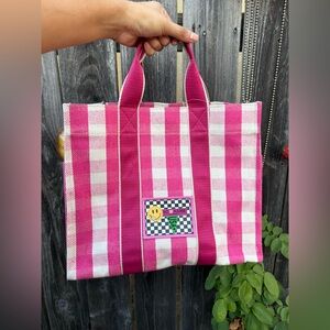 Pink and White Checkered Tote Bag